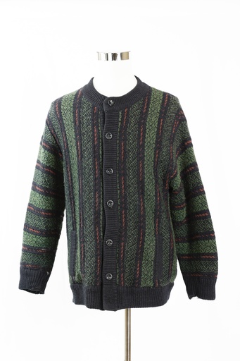[OP04573] Chaqueta de lana verde oscuro rayas