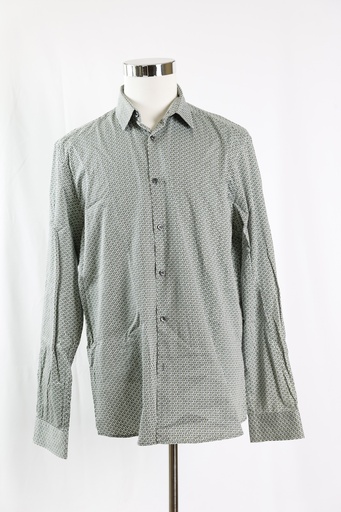 [OP04782] Camisa verde entallada círculos