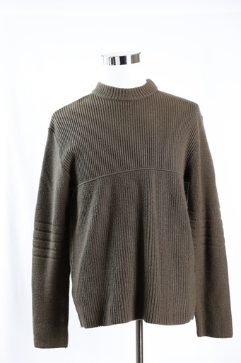 [OP04793] Jersey marrón canalé cuello redondo