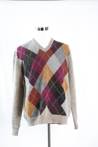 [OP04795] Jersey punto cuello pico rombos colores