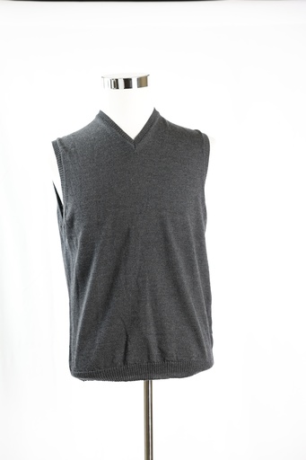 [OP04796] Chaleco punto cuello pico gris oscuro