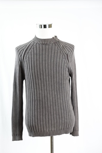 [OP04799] Jersey gris desgastado canalé cremallera cuello