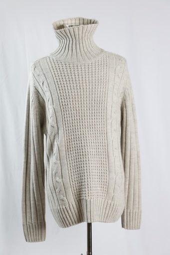 [OP04811] Jersey cuello cisne jaspeado camel