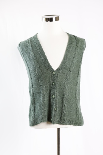 [OP04814] Chaleco punto con coletas verde