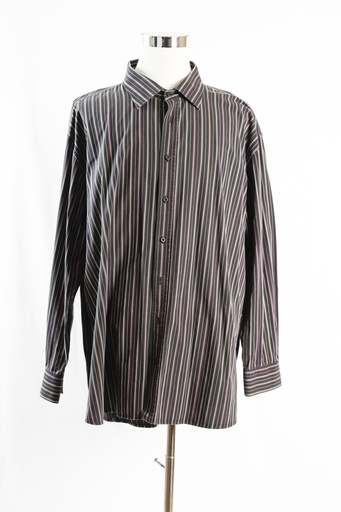 [OP04850] Camisa vestir negro rayas fucsia, blanco y rosa