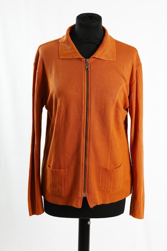 [OP04871] Chaqueta punto fino naranja con cremallera