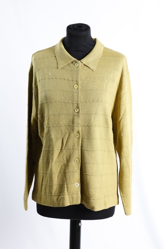 [OP04877] Chaqueta punto verde con relieves horizontales mujer
