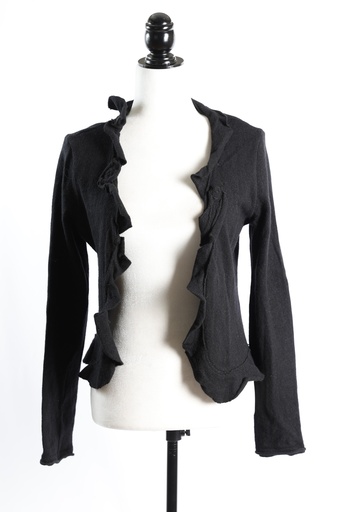 [OP04880] Chaqueta punto negro con volante mujer
