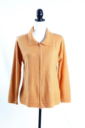 [OP04890] Chaqueta punto naranja manga larga con cremallera