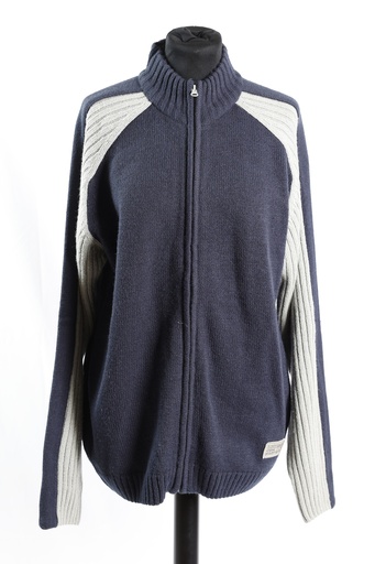 [OP04891] Chaqueta punto con cremallera azul marino y gris