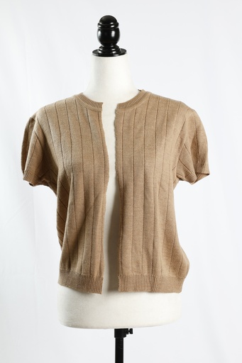 [OP04896] Chaqueta punto camel canalé manga corta