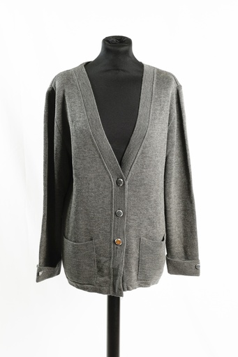 [OP04899] Chaqueta punto gris oscuro botones plata y gris