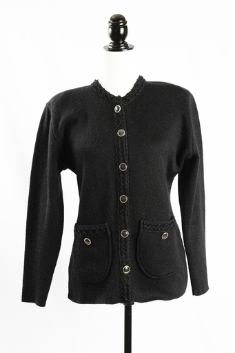 [OP04900] Chaqueta punto negro con botones negro y dorado