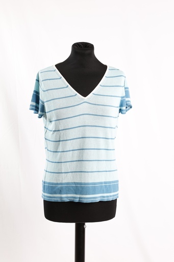 [OP04905] Camiseta punto azul rayas manga corta