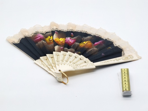 [OP01618] Abanico con puntilla pintado con motivos florales