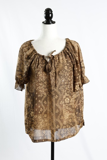 [OP04911] Blusa marrón estampada manga corta