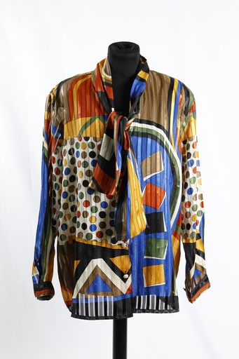 [OP04912] Blusa seda colores manga larga cuello lazado con hombreras