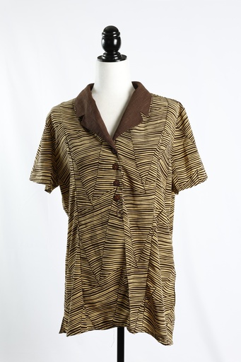 [OP04913] Blusa marrón rayas, botones manga corta