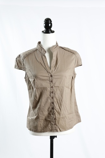 [OP04918] Blusa marrón manga corta escote pico botones