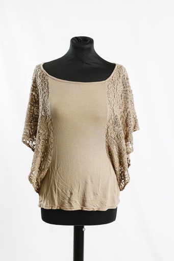 [OP04921] Blusa marrón licra con manga ancha encaje