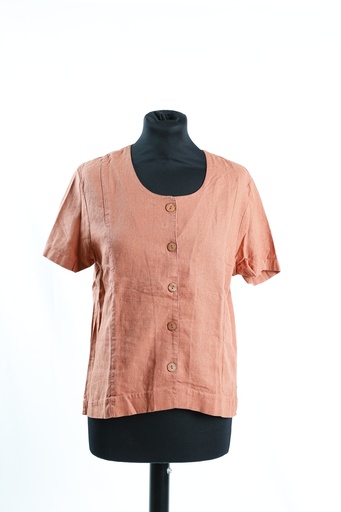 [OP04923] Blusa manga corta cuello redondo granate desgastado