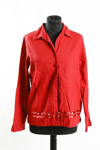 [OP04931] Blusa rojo lino manga larga botones
