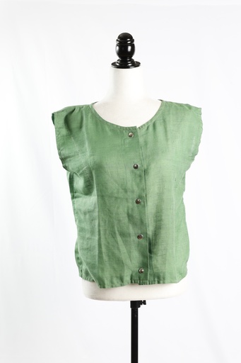 [OP04932] Camisa sin mangas verde con botón automático plateado
