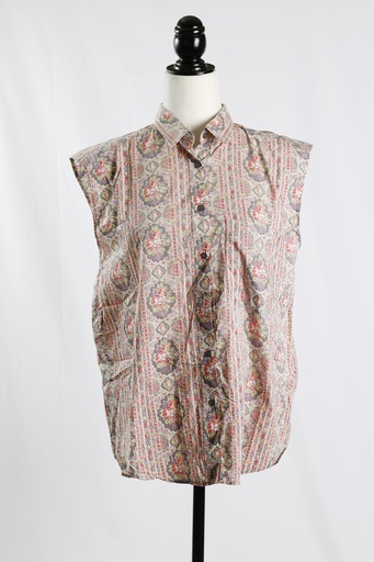 [OP04940] Camisa sin mangas estampado floral rosa y violeta