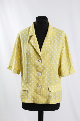 [OP04941] Blusa amarilla manga corta lunares blanco con botones
