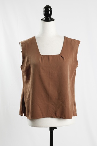 [OP04942] Blusa sin mangas marrón cuello barco