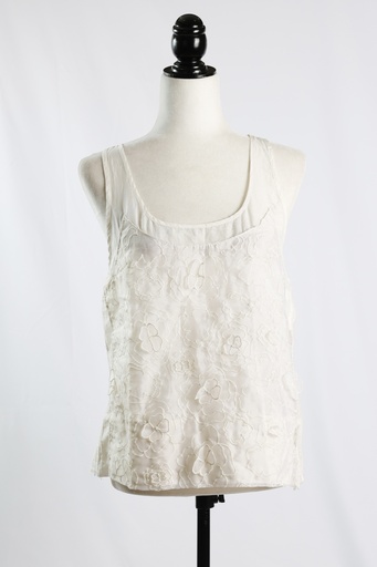 [OP04946] Blusa tirante blanco con aplique flores organza