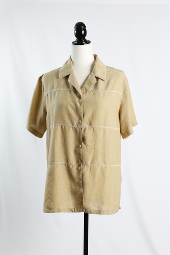 [OP04949] Camisa camel tafeta manga corta botones