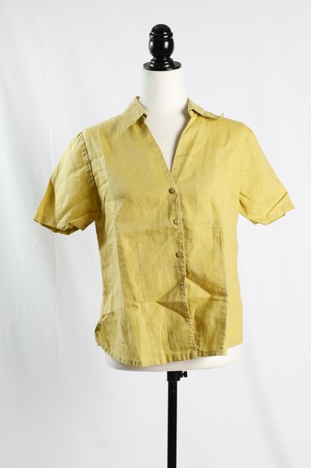 [OP04958] Camisa lino camel manga corta botones