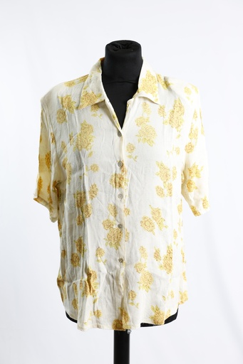 [OP04959] Camisa amarilla flores manga corta botones