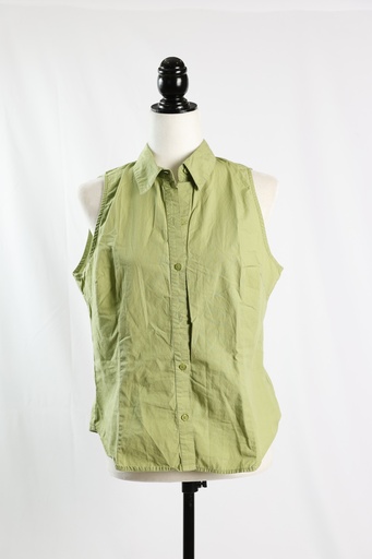 [OP04962] Camisa verde sin mangas botones