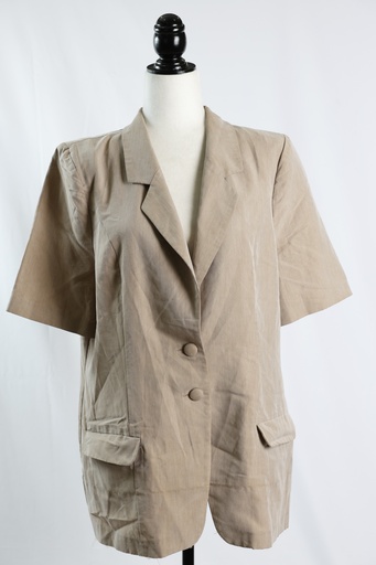 [OP04964] Camisa solapas manga corta marrón claro botones forrados