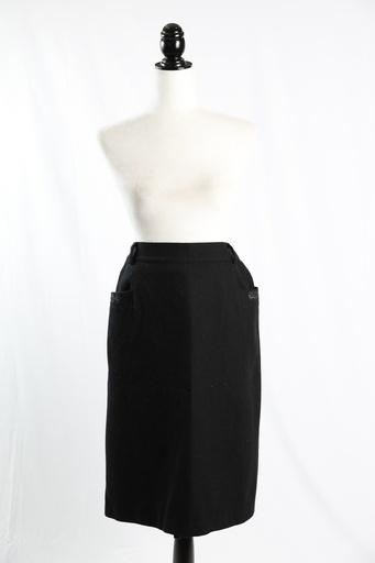 [OP04978] Falda recto negro lana