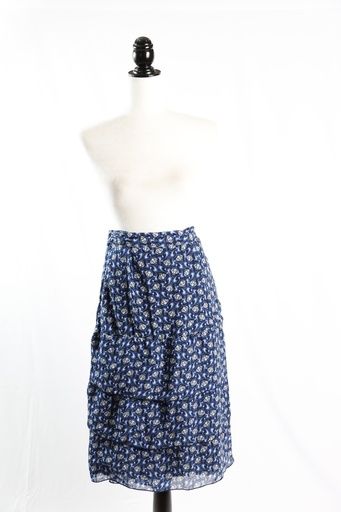 [OP05019] Falda gasa con volantes estampado azul y blanco