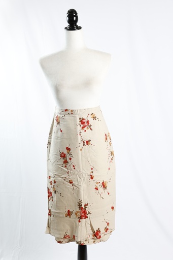 [OP05021] Falda crudo lino estampado floral