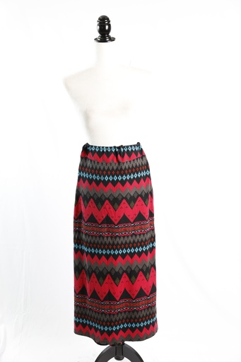 [OP05027] Falda punto estampada negro, fucsia, azul y gris, cintura elástica