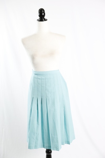 [OP05031] Falda tablas evasé gasa azul claro