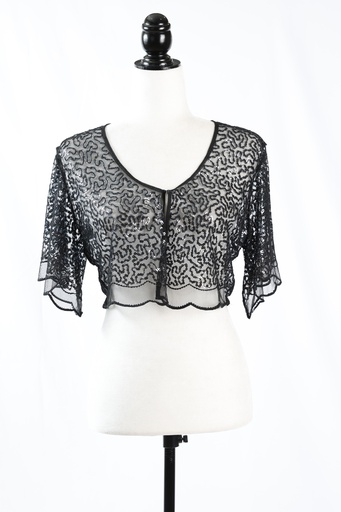 [OP05117] Bolero gasa negro con lentejuela plateada