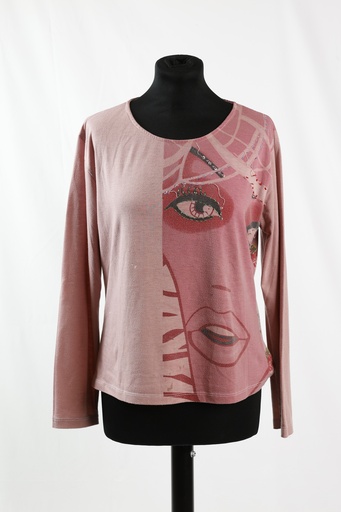 [OP05120] Camiseta manga larga rosa estampado