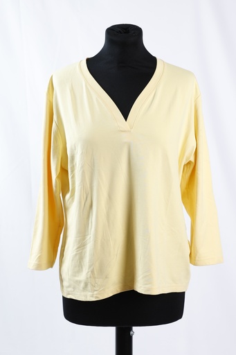 [OP05140] Camiseta cuello pico licra manga francesa amarillo
