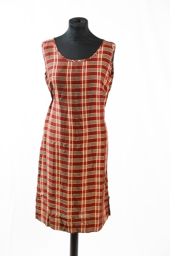 [OP05146] Vestido tirante ancho tipo bata rojo cuadro