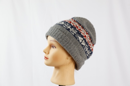 [OP05236] Gorro lana gris dibujos colores