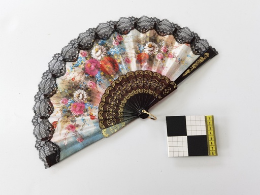 [OP01700] Abanico con puntilla y estampado floral