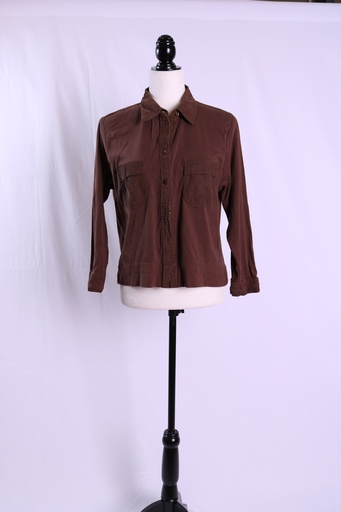 [OP05338] Camisa pana marrón manga larga
