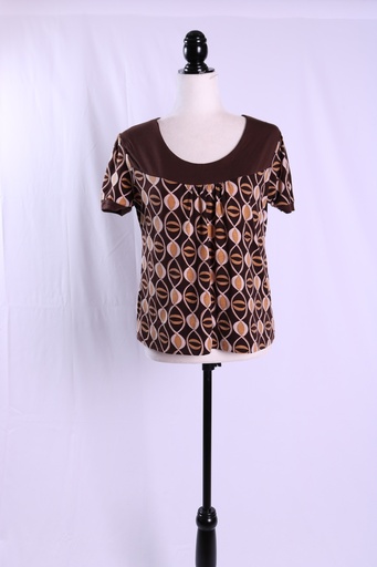 [OP05344] Camiseta manga corta marrón estampados camel