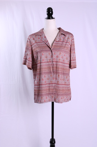 [OP05348] Camisa manga corta lila estampada con rayas y flores